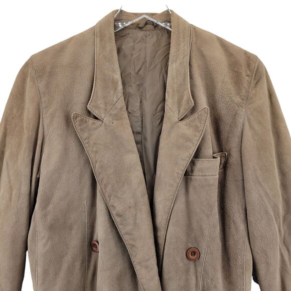 Gianfranco Ferre Suede Blazer Light Brown Size Small Hip Length Mde In Italy - Picture 2 of 11